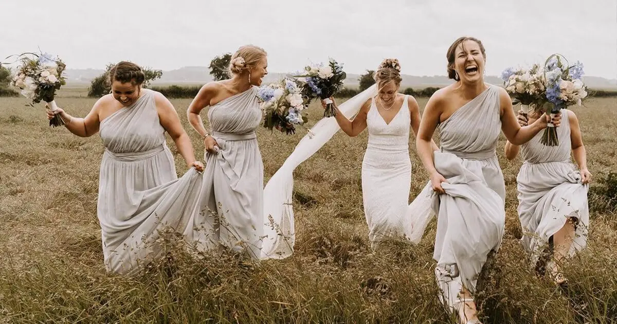 Bride with Bridesmaids Outdoor | Reymerston Hall